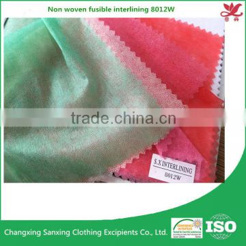 Non woven fusible interlining 100% polyester adhesive fabric 8012W