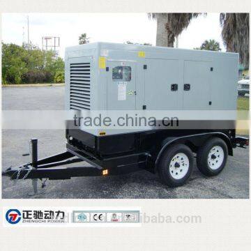 4 wheels mobile portable super silent 25kw generator