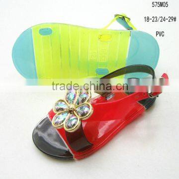 PVC double color crystal jelly girls sandals