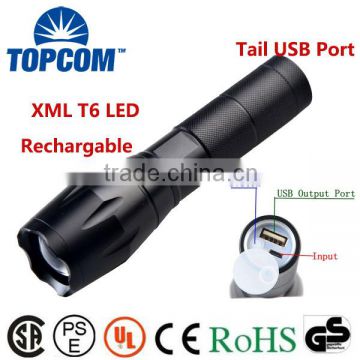 New Arrival T6 LED Zoomable USB Rechargeable Flashlight With High Quality