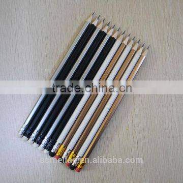 Standard size hexagonal shape 2.0mm HB lead promotion wooden HB pencil sharpened with eraser