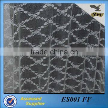 White embroidery lace mesh fabric