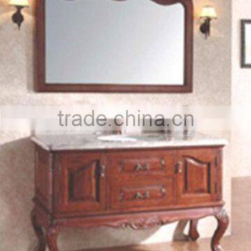 Camellia Antique single sink wooden mirror and vanity top with Baltic Brown/Classic solid wood bathroom vanity or cabinet