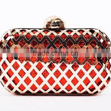 lady metal frame iron clutch purse fashion scalloped purse bag with good quality hardware fashion clutch bags