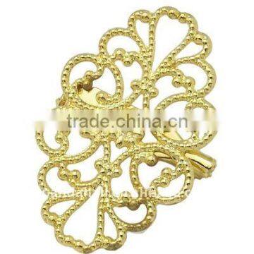 Brass Brooch Cabochon Settings, Golden Color, about 22x32x1mm, Pin: 1mm.(KK-J034-G)