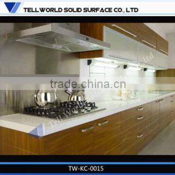 China Tell World prefab Modern white manmade stone countertop kitchen cabinet models