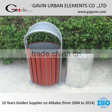 Tilting forward wood park dustbin wooden street dustbin