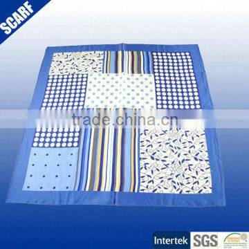 Polyester satin silk foulard printed square scarf