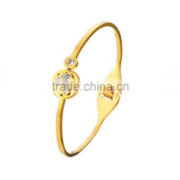 Popular Trendy Women Crystal Lucky Clover Bangle Bracelets Jewelry Party Gift