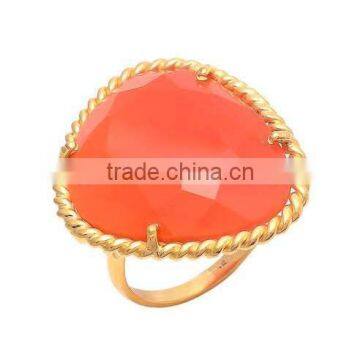 The Gopali Jewellers Rose Vermeil Gold Orange Gemstone Sterling Silver Stacking Ring