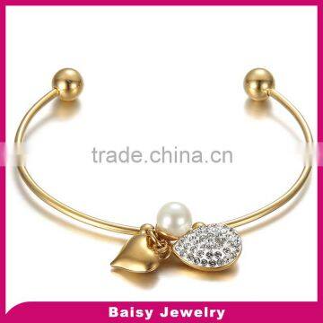 china supplier Fashion stainless steel pearls bangles