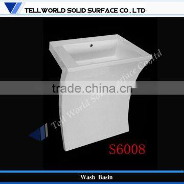 acrylic solid surface free standing pedestal wash sinks wash basins