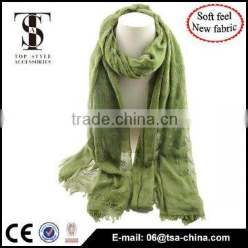 New arrive design green color soft feel magic scarf with flora flocking for women                        
                                                Quality Choice