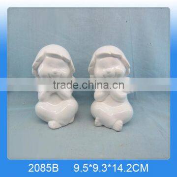 Pure white sitting angel statue,ceramic angel ornaments for christmas decoration