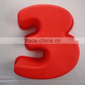 number 3 silicone cake mould