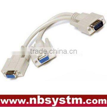 2 monitor to 1 pc VGA Y Splitter Cable molded