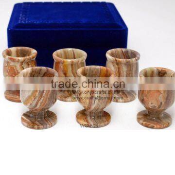 Multi Red Onyx Wine Glass Set