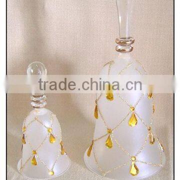 Decorative Clear and Diamond Hanging Glass Bell with Yellow Water-drop