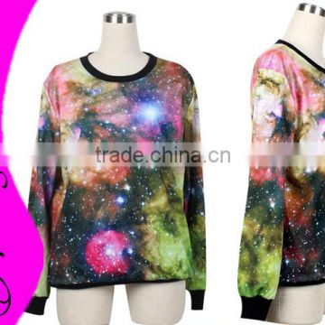 Autumn Winter Women's hoodies Long Sleeves Rainbow Ptinted Galaxy Jumper Sweatshirts