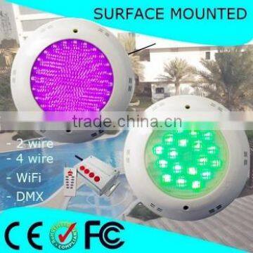 ABS Plastic Shell IP68 Par56 Wall Surface Mounted LED Swimming Pool Lights RGB Color Change WiFi DMX External Remote Controlling