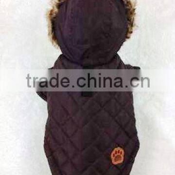 pet coat/dog coat. brown grid coat with D ring