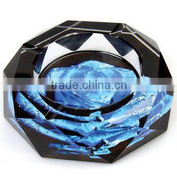 Wholesale blue flower Crystal Ashtray For home decoration or wedding favors