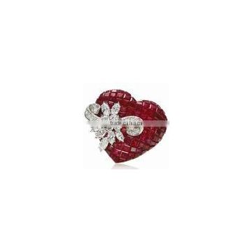 christmas gift elegant heart shaped metal brooch