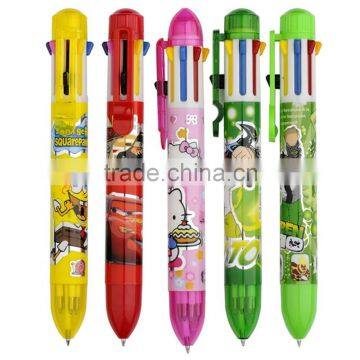 Cartoon pattern printing multi color plastic marker ballpoint pen school student use