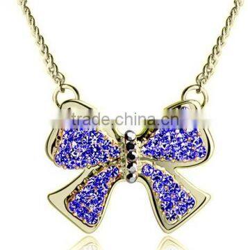 Cheap Shining Zinc Alloy Multicolor Crystal Butterfly Pendant Chain For Women