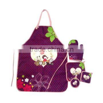 cheap promotion customized printed cotton apron/kitchen apron sets 2014