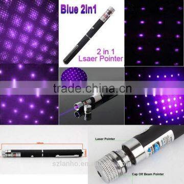 2016 hot sale 2In1 Laser Pointer Pen 1mW Beam Violet Blue Light