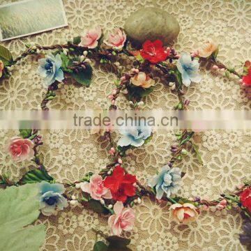 Colorful Artificial Paper Flower Head Wreath Wedding Christmas Garland