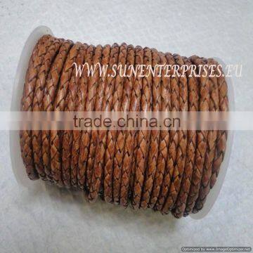 Braided Leather cords -Breided Leather cord 4 mm Brown