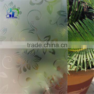 12mm acid etched pattern glass tempered glass decorative tempered glass