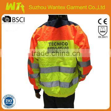 EN20471/343 Fluo-yellow/orange Winter Waterproof Winter Men 7 in 1 Bomber Jacket Park With Reflector