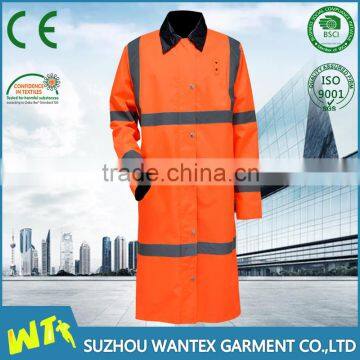 high quality waterproof reflective raincoat long style raincoat fashionalble reversible polyester raincoat