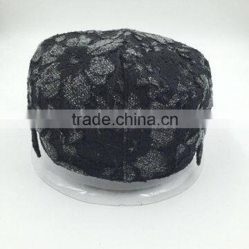 Custom Design High Quality Fashion Black Lace Ivy Cap photo-4