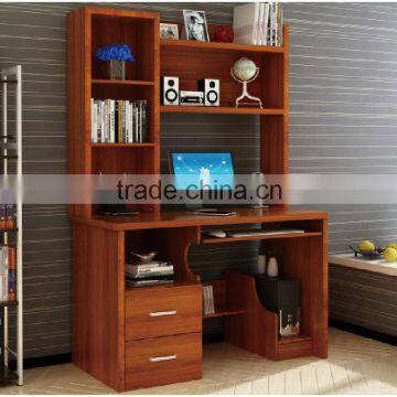 Modern style wood computer desk with bookshelf