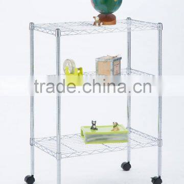 3 Tier Chrome Wire Shelving Rack with Casters