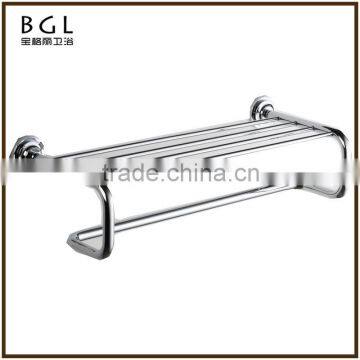 Stylish High-End Zinc Alloy Polished Chrome Bathroom Sanitary Items Wall Mounted Bathroom Towel Shelf