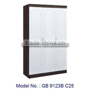 Classic Simple Design Elegant White MDF Wardrobe Bedroom Furniture With 3 Doors In MDF + PVC Membrane