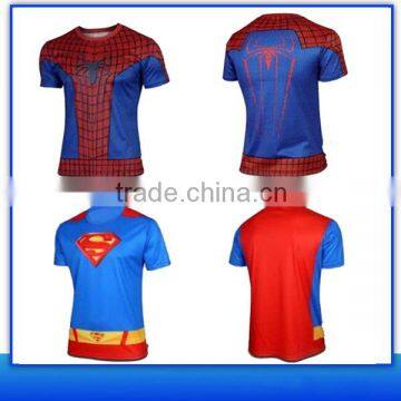 2016 Aofeite Compressed Sport Gym Running T Shirt/ Superhero T-shirt Avengers Marvel Super Heroes Superman Mens