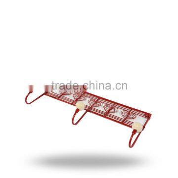Designer Red Three Heart Hook Metal Finish