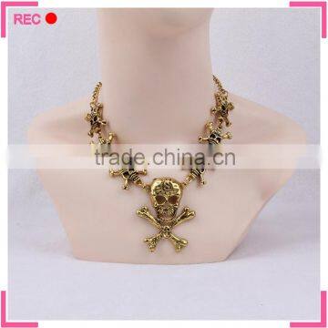 Gold filled necklace with skull charms, gold necklaces for sale