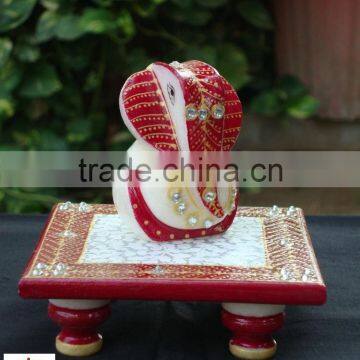 Marble Handicrafts Home Decor Gift Arts and Crafts Choki Ganpati Chowki Ganesha photo-2