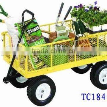 four-wheel garden cart trlloey with drop down sides and pneumatic tyres Model TC1840