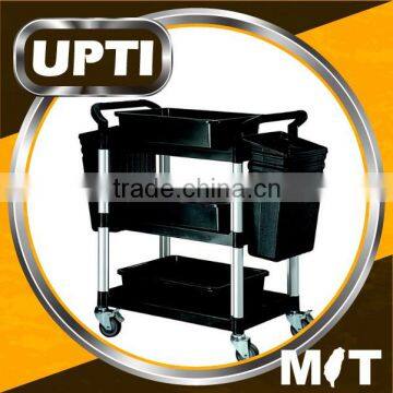Taiwan Made High Quality Standard 3 Shelves Plastic Service Cart W/Accessories, Restaurant Cart