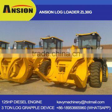 Log loader ZL30G with 2 types of grapple device for forest wood works