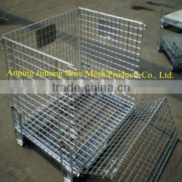 collapsible stacking wire container(powder-coated foldable stroage cage)