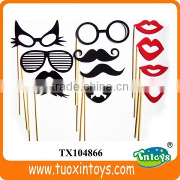 12 pieces mustache color glasses stick